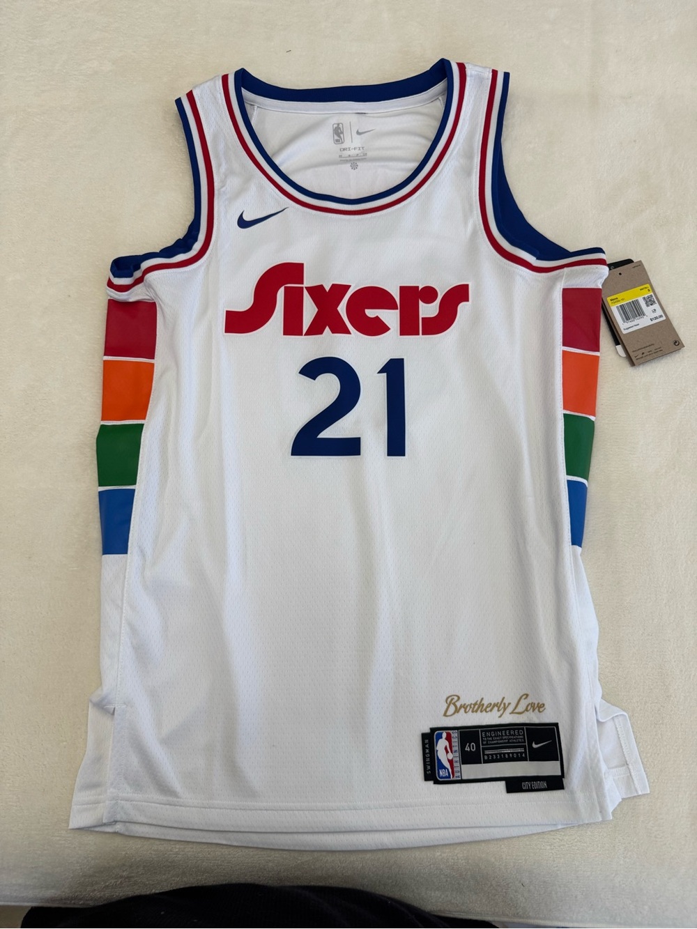 NBA Kids White Mesh Shorts with Blue and Red Trim
